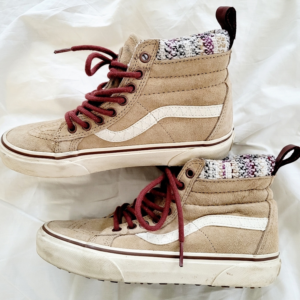Vans Scotchgard 3m Beige Suede Sneakers Shoes Size Men's 5 /women's 6.5